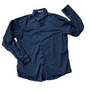 Vancoog Men's Long Sleeve Button Down Shirt Black Capsule Office Minimalist-L